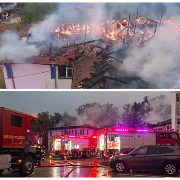 Incendiu puternic la o clădire de birouri din Pitești. Acoperișul, distrus pe aproape 1.000 mp