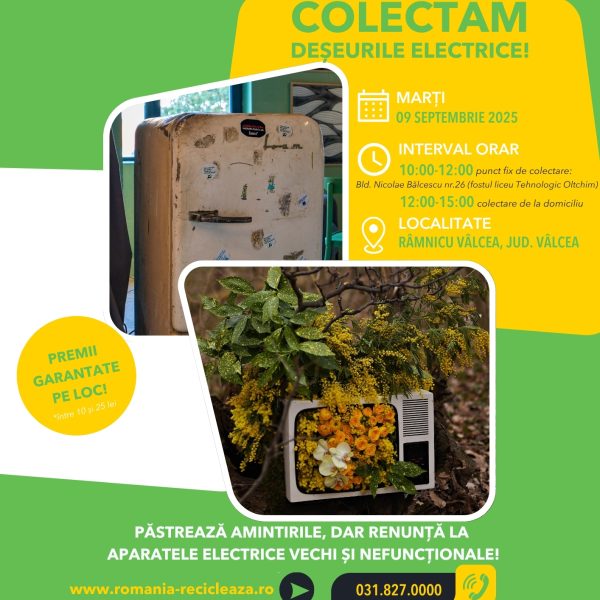 Primăria Municipiului Râmnicu Vâlcea și Asociația ENVIRON organizează o nouă campanie de colectare deșeuri electrice și electronice
