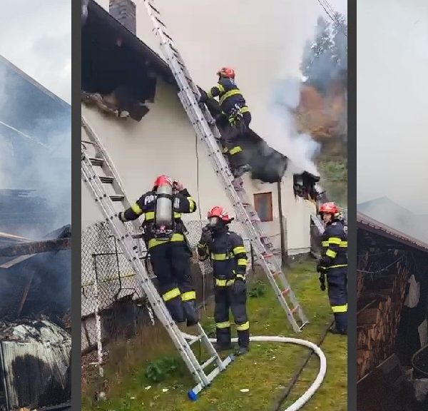 Incendiu violent, la Rucăr