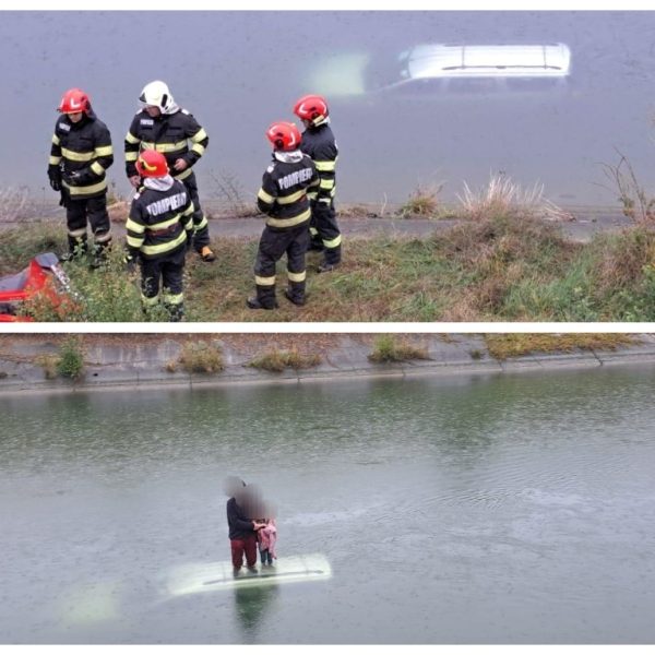 Poveste cu final fericit: un bărbat și o fetiță, salvați după ce mașina a căzut în apă