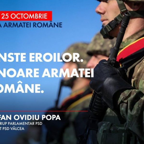 Deputatul Ovidiu Popa: ”Le mulțumim tuturor militarilor, activi sau veterani, pentru dăruirea lor. Cinste eroilor! Respect Armatei Române”!