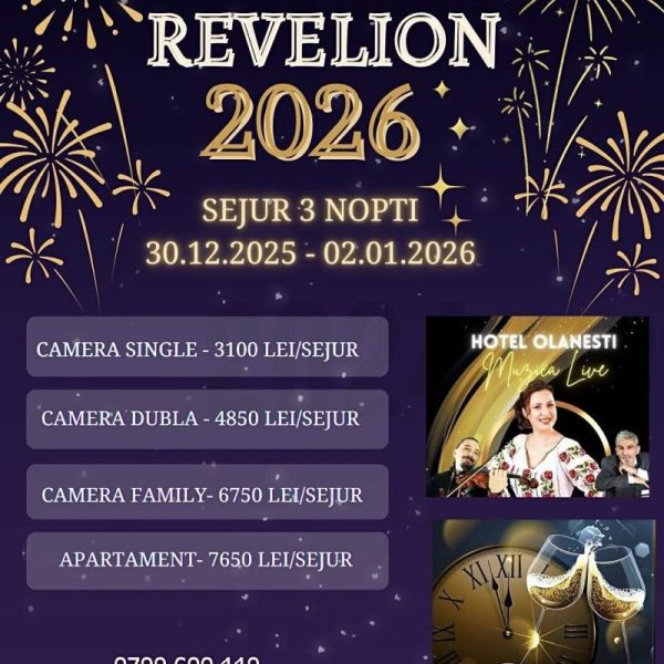 Revelion 2026 la Hotel Olănești & Spa Medical! Trei nopți de răsfăț total (30 decembrie-2 ianuarie)!