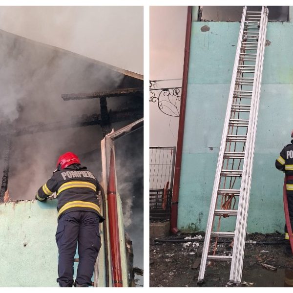 Casă distrusă de flăcări, în Argeș. Un bărbat de 78 ani, în stare gravă