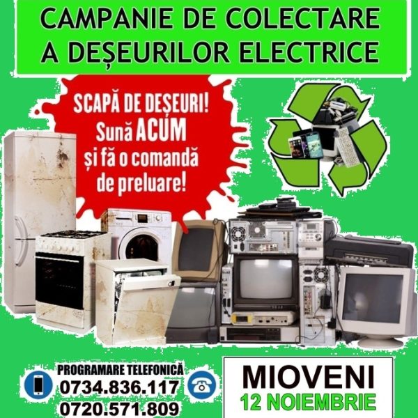 Campanie gratuită de colectare a deșeurilor electrice și electronice, la Mioveni