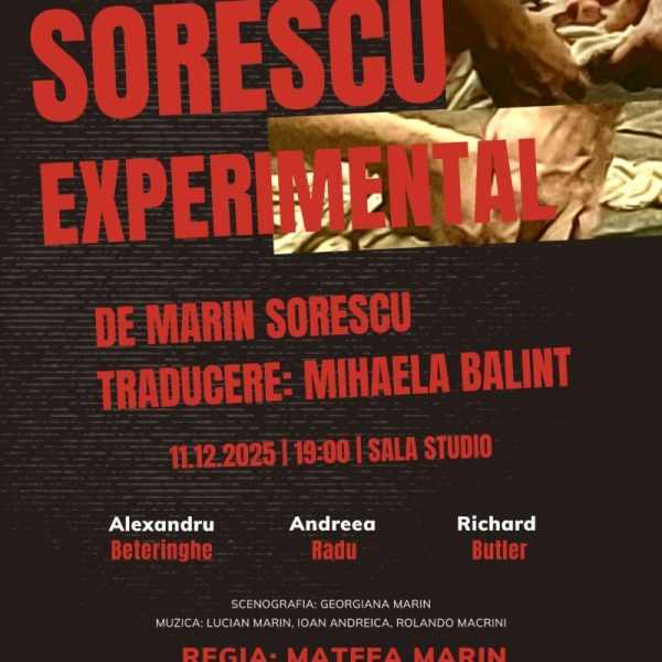 Joi, 11 decembrie, Teatrul Anton Pann prezintă spectacolul „Sorescu. Experimental”, regia Mateea Marin