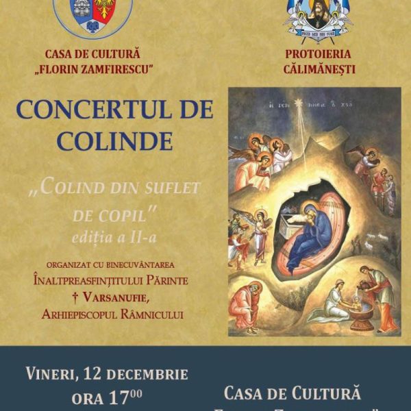 Vineri, 12 decembrie, Casa de Cultură „Florin Zamfirescu” găzduiește cea de-a doua ediție a evenimentului „Colind din suflet de copil”