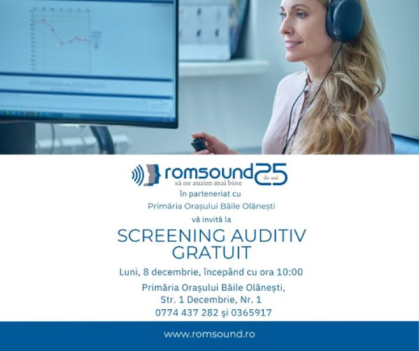 Primăria Băile Olănești: Screening auditiv gratuit în data de 8 decembrie