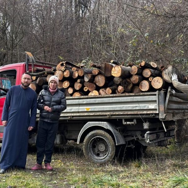 Parohia Vlădești a oferit lemne de foc unei familii cu posibilități materiale reduse