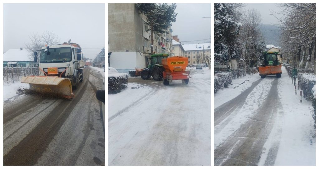 Primăria Ștefănești, în teren pe timp de iarnă