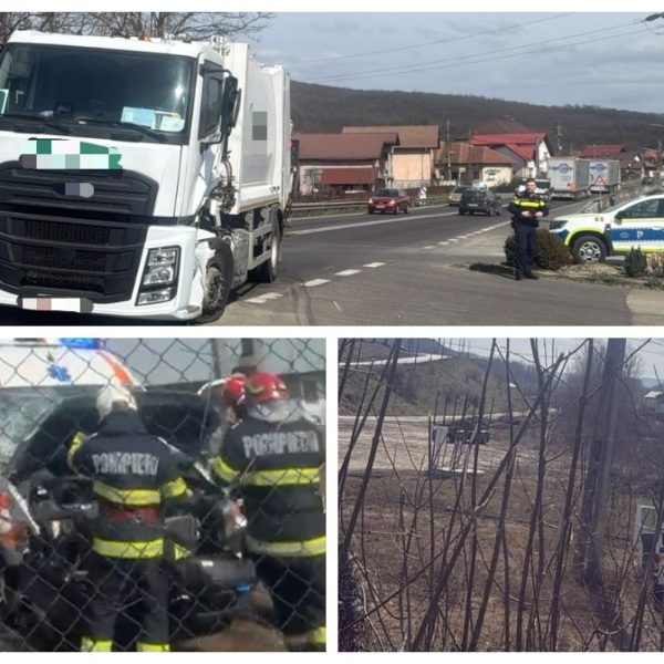 Ambulanță aflată în misiune, implicată într-un accident pe DN7