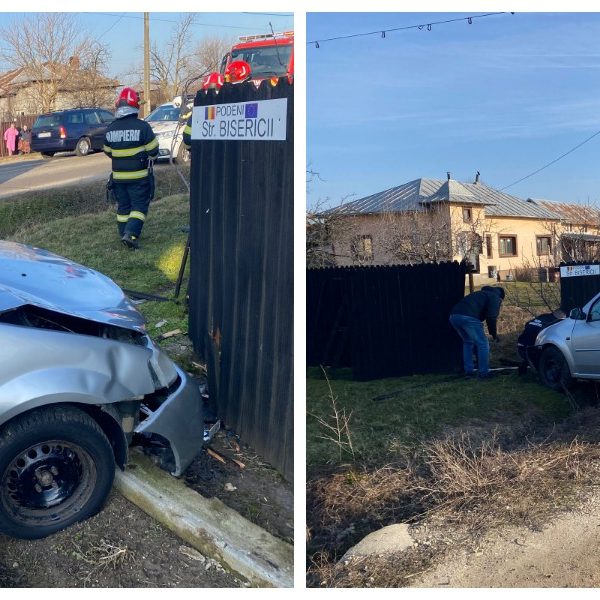 Muncitor de la salubrizare lovit de o mașină. Șoferul s-a oprit în gardul unei case