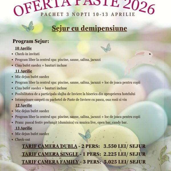 Hotel Olănești&Spa Medical: Ofertă specială de Paște 2026