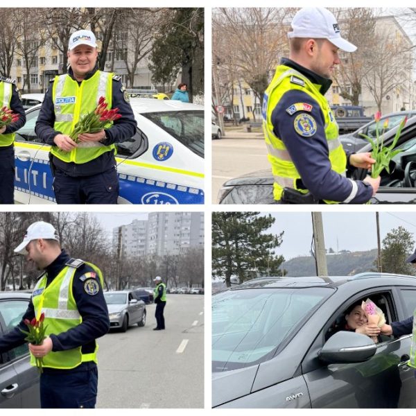 Polițiștii olteni au oferit șoferițelor flori, de Mărțișor