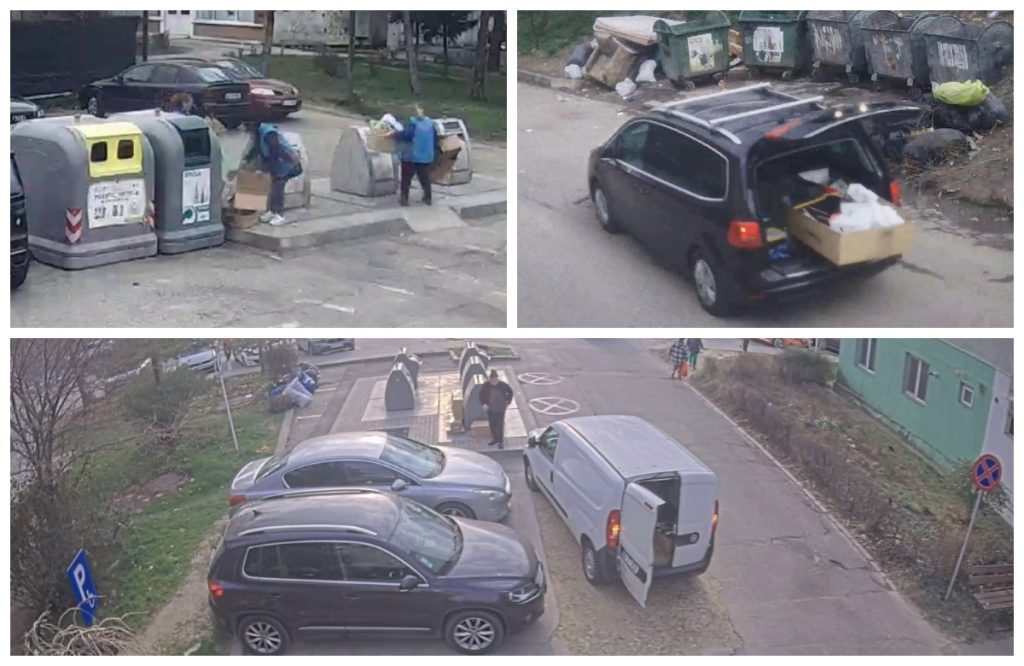 Surprinși de camerele de supraveghere! Amenzi după ce au blocat platformele de gunoi