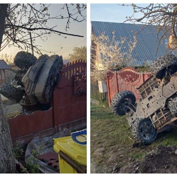 Un tânăr fără permis a intrat cu ATV-ul în gardul unei case
