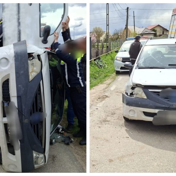 Accident ușor la Călinești: un bărbat de 76 ani s-a răsturnat cu mașina după ce a acroșat un autoturism parcat