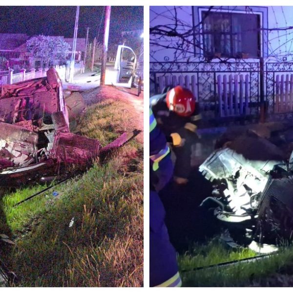 Accident în miez de noapte: o șoferiță de 19 ani a ajuns la spital după ce s-a răsturnat cu mașina