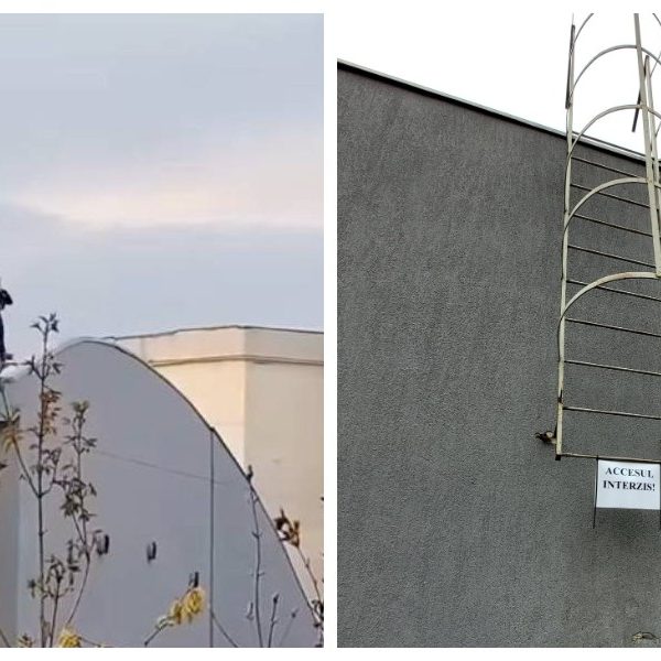 Patru tineri au urcat pe acoperișul Centrului Cultural Mioveni. Imaginile au ajuns la Poliție