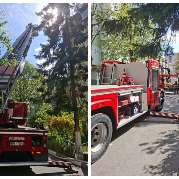 Incendiu la mansarda unui bloc din Râmnicu Vâlcea. 9 persoane evacuate, un copil și un adult au ajuns la spital