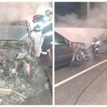 Mașini cuprinse de flăcări, în Vâlcea. Două au ars complet