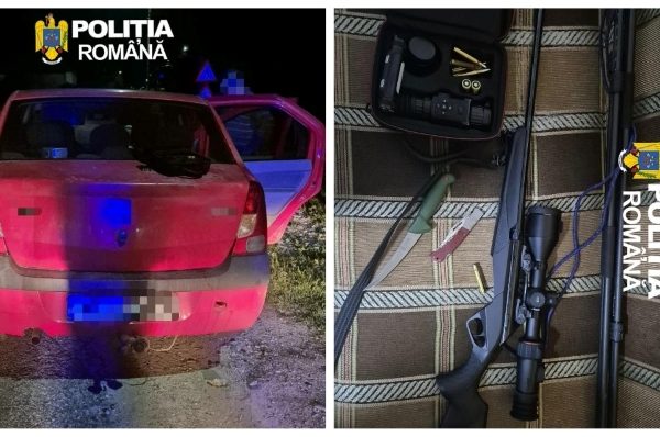 Prinși cu armă, termoviziune și carne de vânat în mașină, după o partidă ilegală de vânătoare