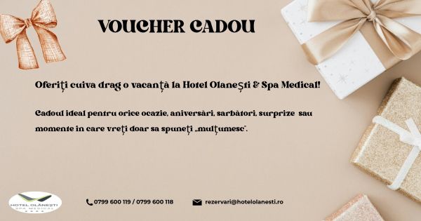 Vrei să-i surprinzi pe cei dragi cu un cadou unic? Oferă-le un voucher cadou la Hotel Olănești & Spa Medical