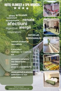 Hotel Olănești & Spa Medical: Terapii balneare pentru tratarea a numeroase afecțiuni: respiratorii, alergice, dermatologice, digestive, renale