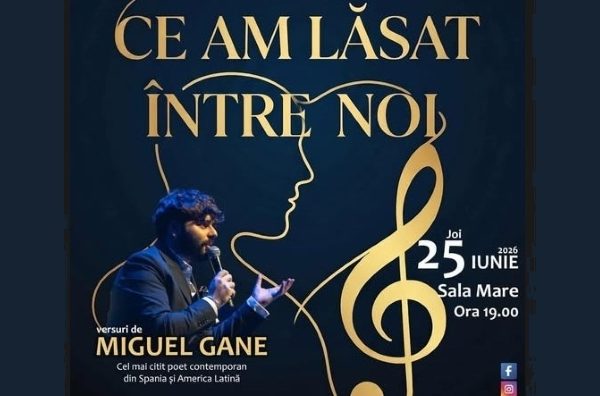 Seară de poezie și emoție la Pitești: Miguel Gane prezintă spectacolul „Ce am lăsat între noi” la Teatrul „Alexandru Davila”