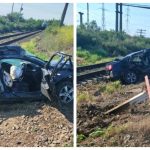 Mașina unei vâlcence, lovită de tren la Slatina. Tânăra a ajuns la spital