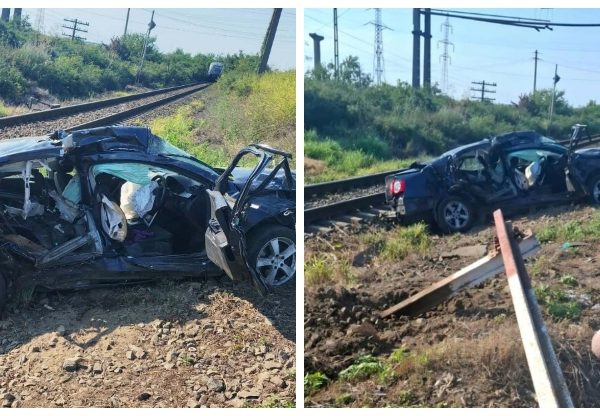 Mașina unei vâlcence, lovită de tren la Slatina. Tânăra a ajuns la spital