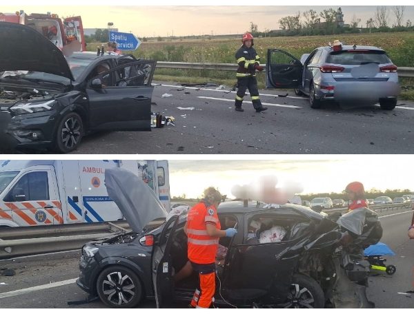 Două accidente aproape simultane pe A1, la Căteasca. Patru persoane au ajuns la spital