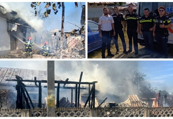 Un vâlcean și-a dat foc la casă, apoi s-a încuiat într-o anexă. Polițiștii l-au scos înainte să fie prea târziu