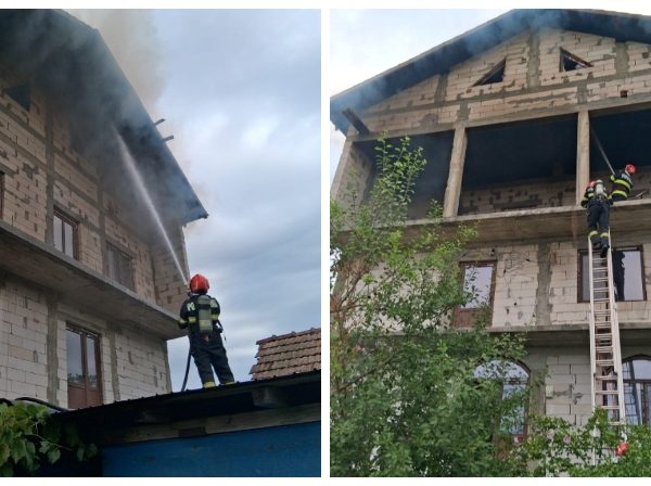 Un bărbat din Vâlcea și-ar fi dat foc la casă, apoi s-a aruncat de la etaj