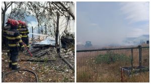 Trei incendii izbucnite aproape în același timp, în trei localități din Argeș