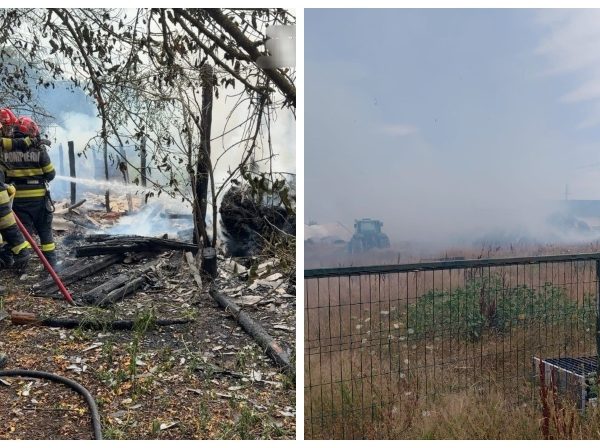 Trei incendii izbucnite aproape în același timp, în trei localități din Argeș