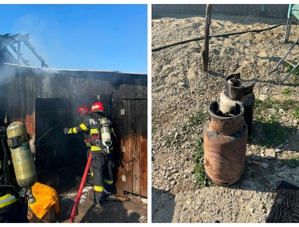 Incendiu în Goranu. Două butelii cu gaz au fost scoase la timp din calea flăcărilor