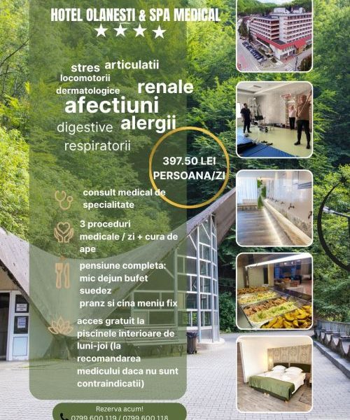 Hotel Olănești&Spa Medical oferă sejur dedicat celor care aleg terapiile balneare pentru tratarea a numeroase afecțiuni (respiratorii, alergice, dermatologice, etc)