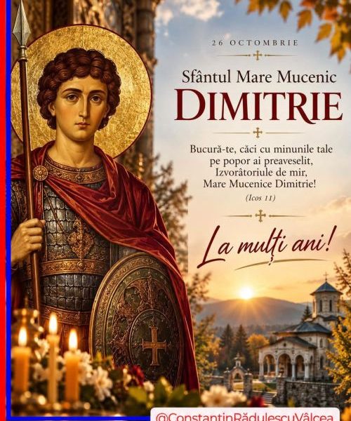 Constantin Rădulescu: ​ La mulți ani tuturor celor care se sărbătoresc astăzi! Sfântul Dumitru să vă ocrotească, să vă dăruiască sănătate și spor în toate!